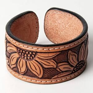 "Bandit Cuff" Hand Tooled Leather Cuff Bracelet